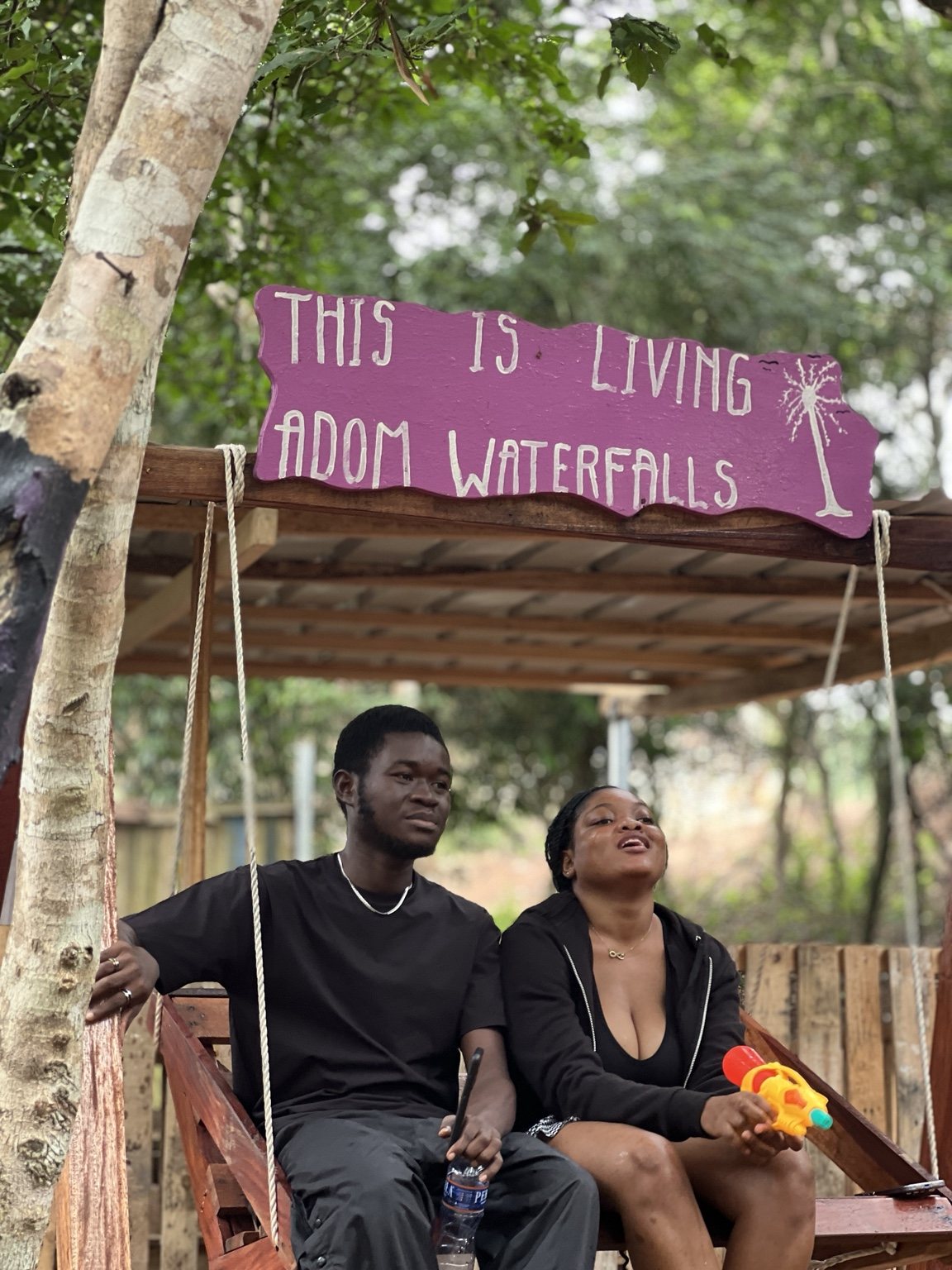 Guests at Adom Waterfalls